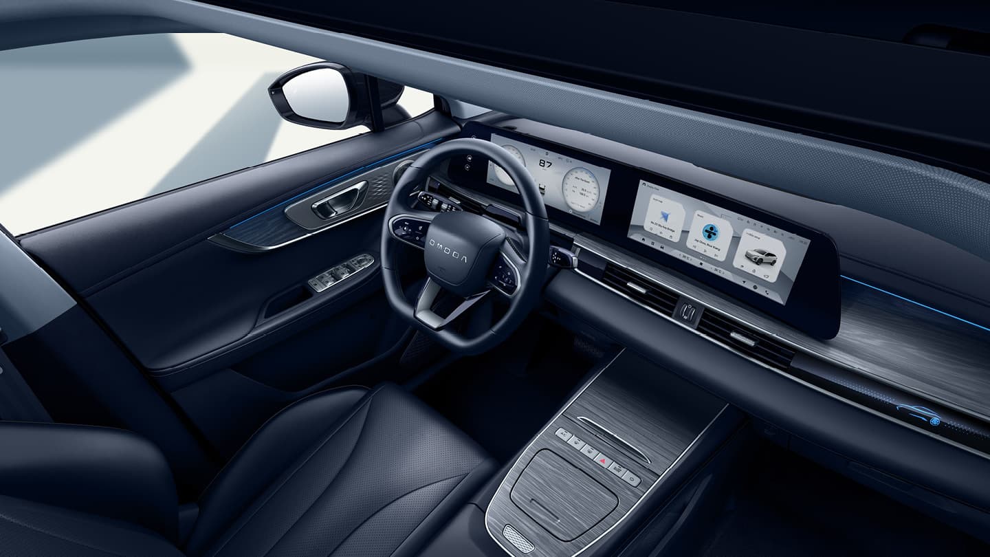 OMODA 5 EV Privatleasing Interior Cockpit Textpicker