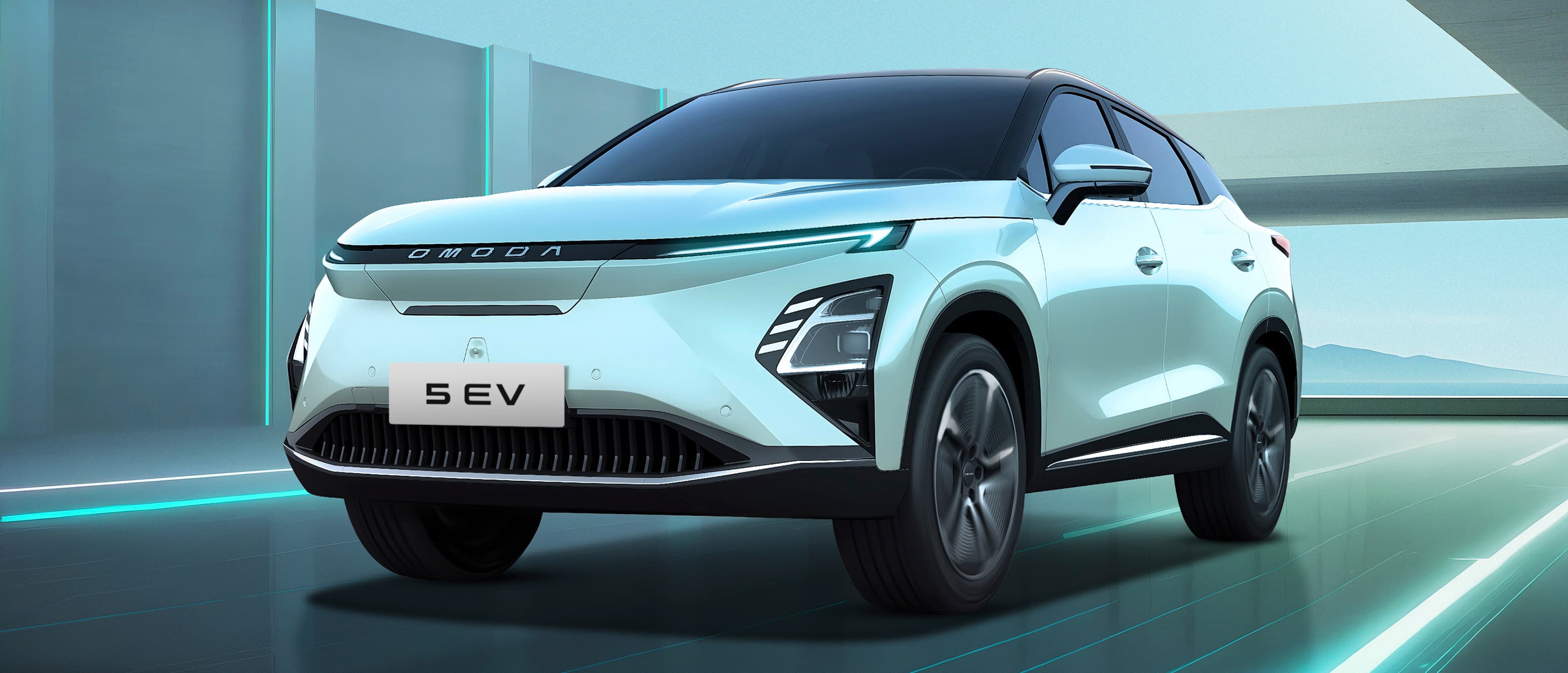 OMODA 5 EV set skråt forfra